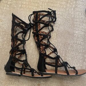 Girls Black Lace Up Sandals. Justice.